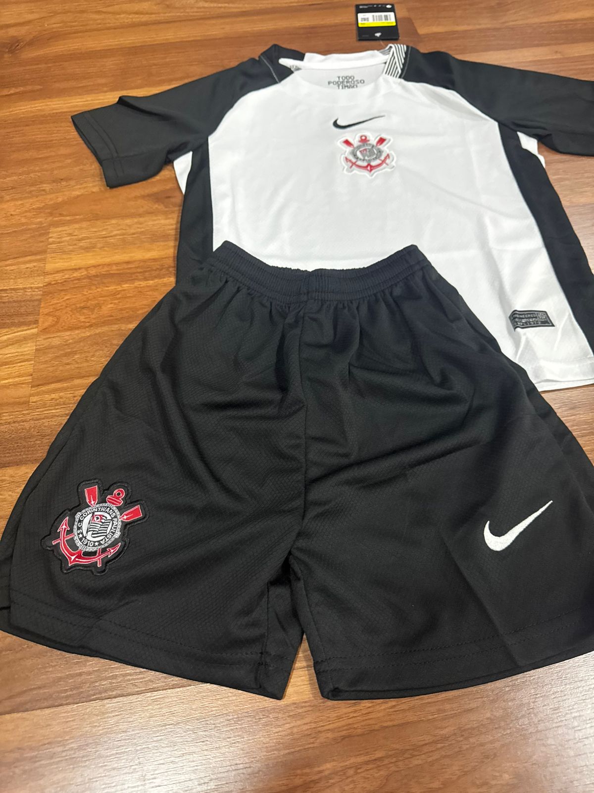 Conjunto Infantil Corinthians I 2025/26 Nike Branco