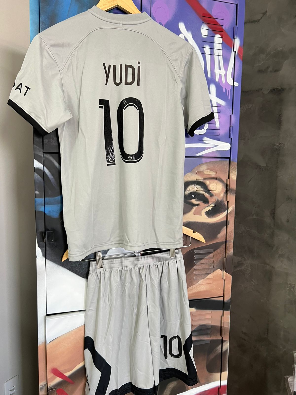 Conjunto Infantil PSG Personalizado Nike Cinza