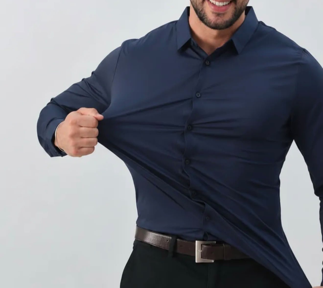 Camisa social poliamida Lisa Azul