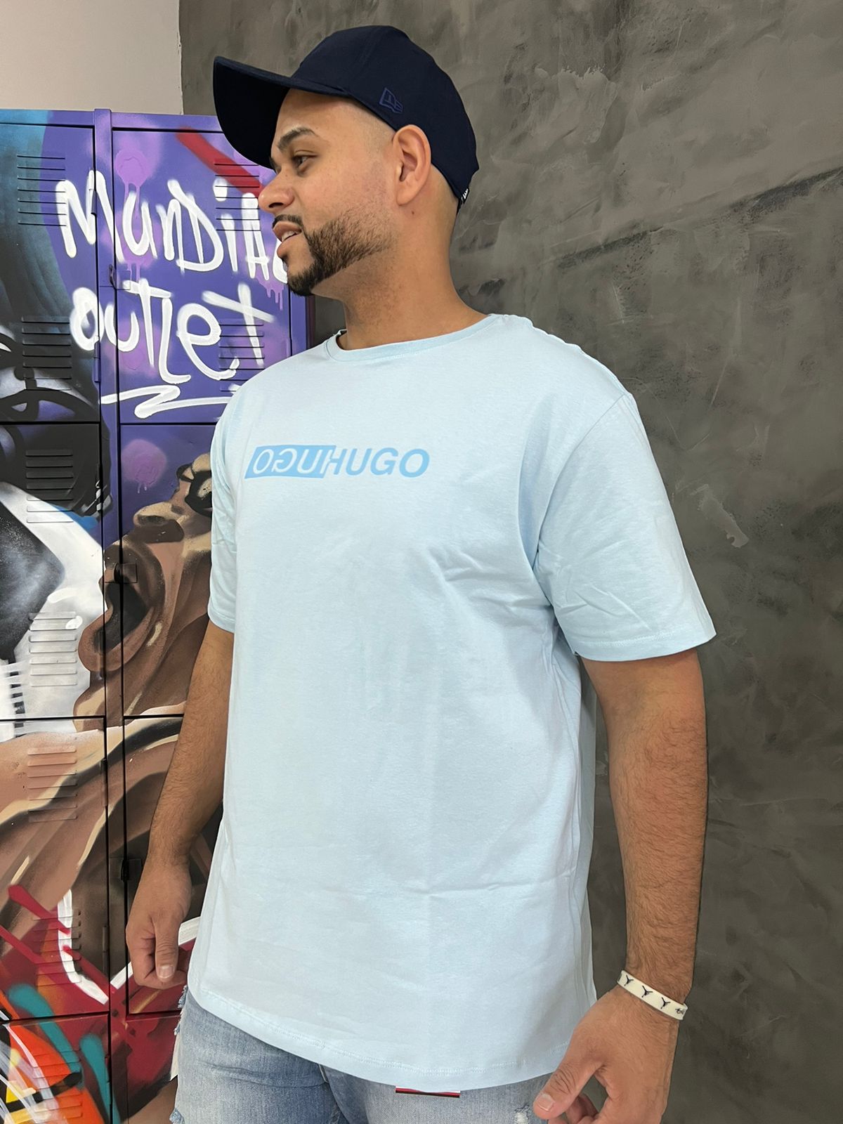 Camiseta Linha Griff Hugo Boss Azul