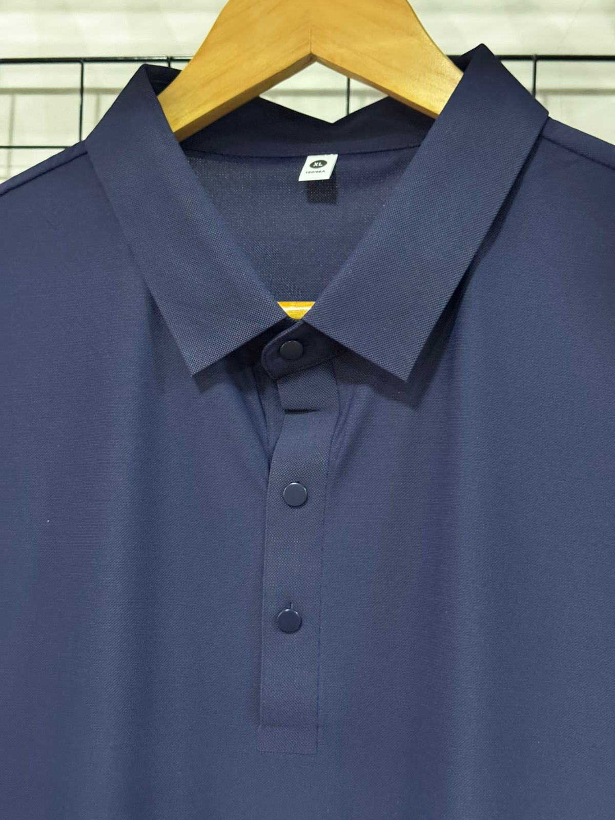 Camisa Gola polo poliamida Lisa Azul
