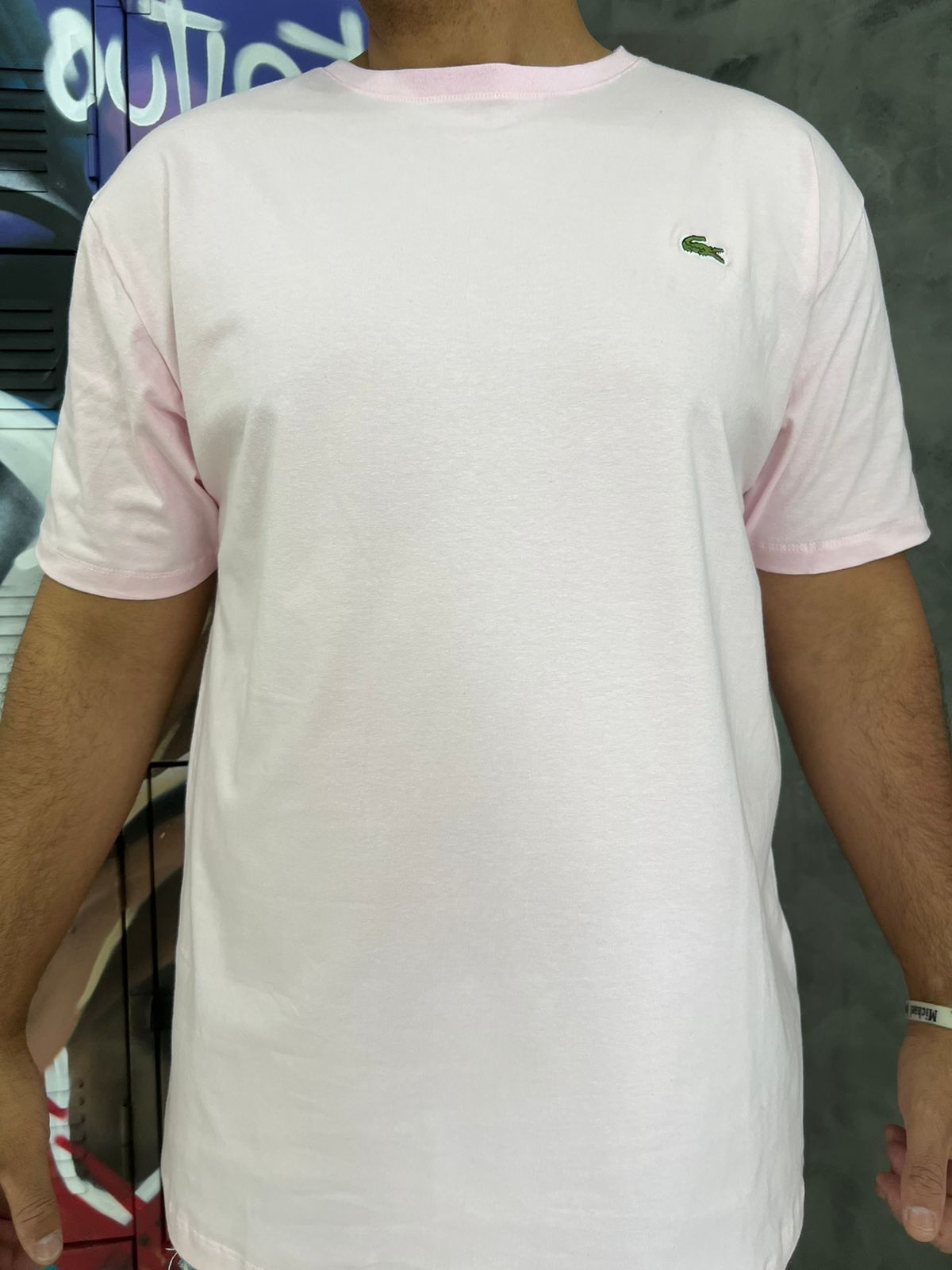 Camiseta Linha Griff Lacoste Rosa