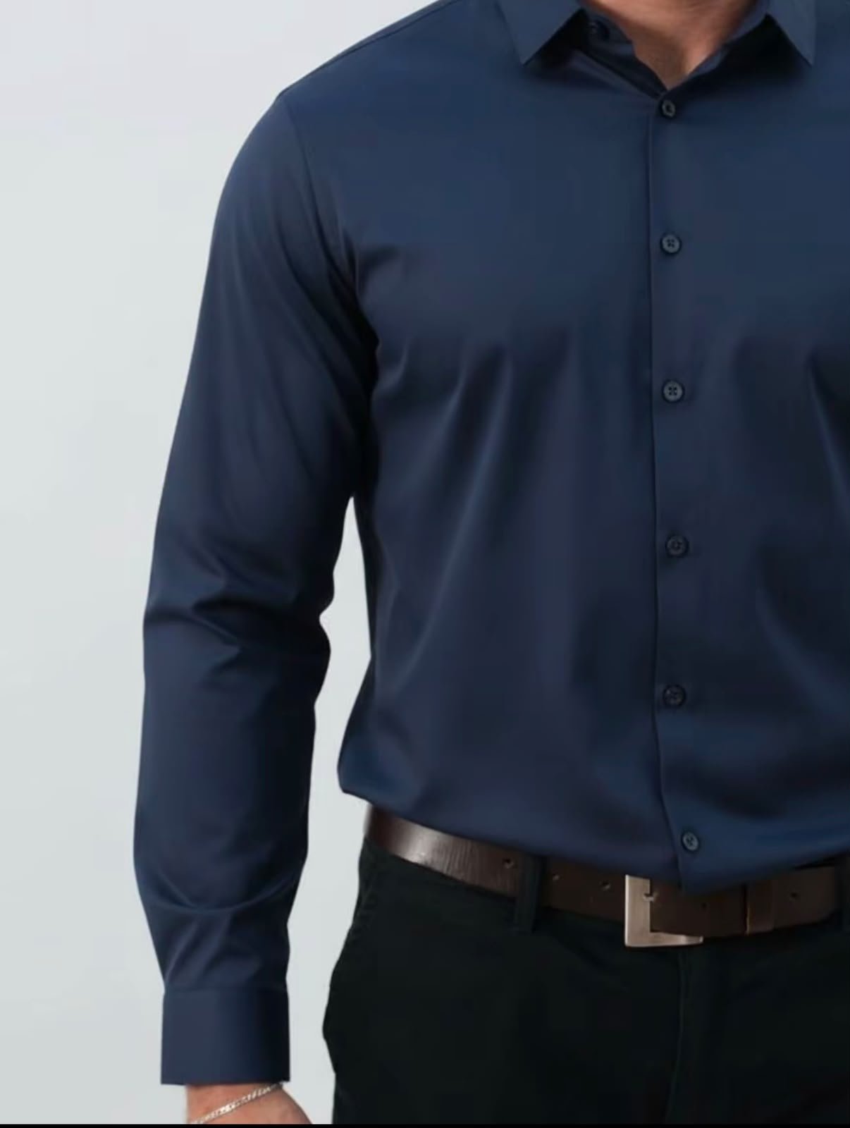 Camisa social poliamida Lisa Azul