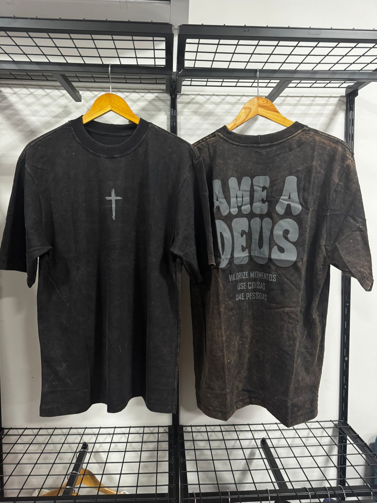 Camiseta Overzise Linha Cristã Preto