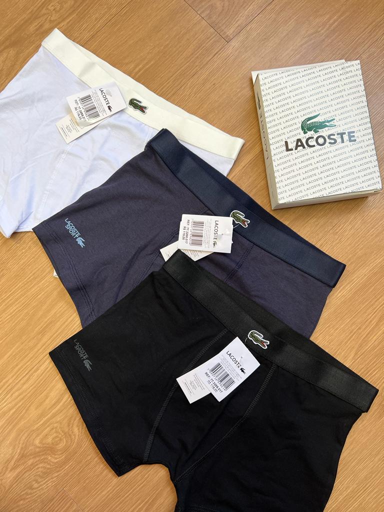 Kit Cueca Com 3 Unidades Lacoste Preto,Azul,Branco