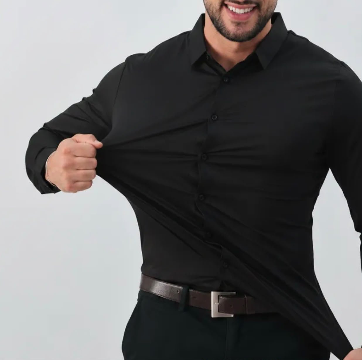 Camisa social Poliamida Lisa Preto