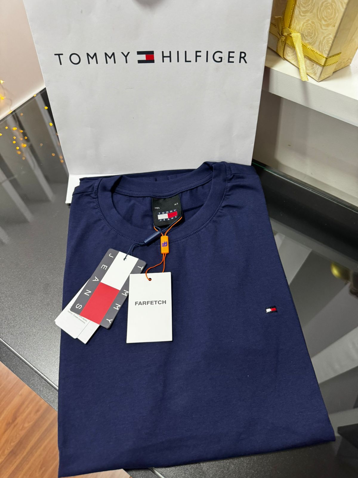 Camiseta Seda Pima Tommy Azul