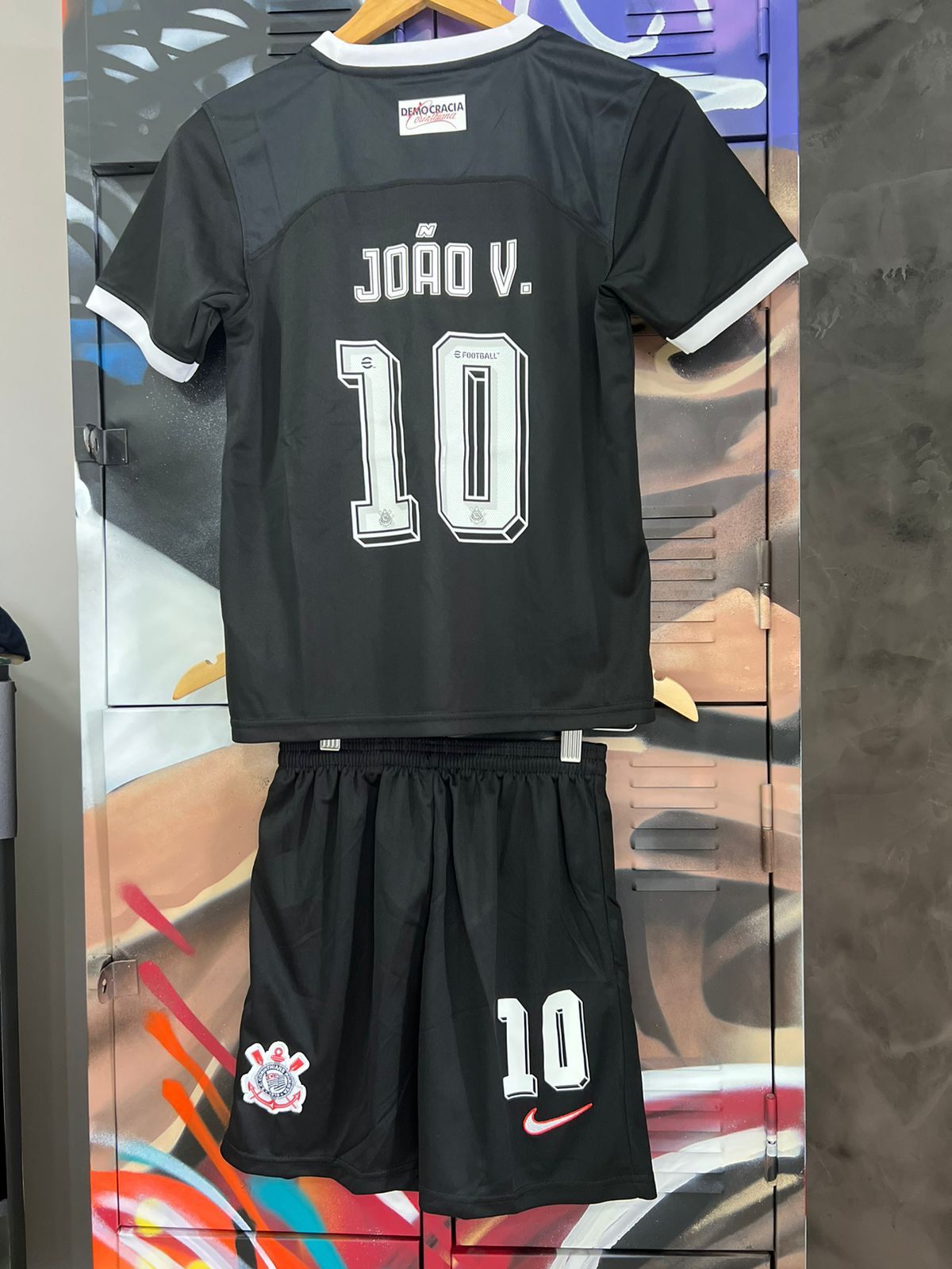 Conjunto Infantil Corinthians Personalizado Nike Preto