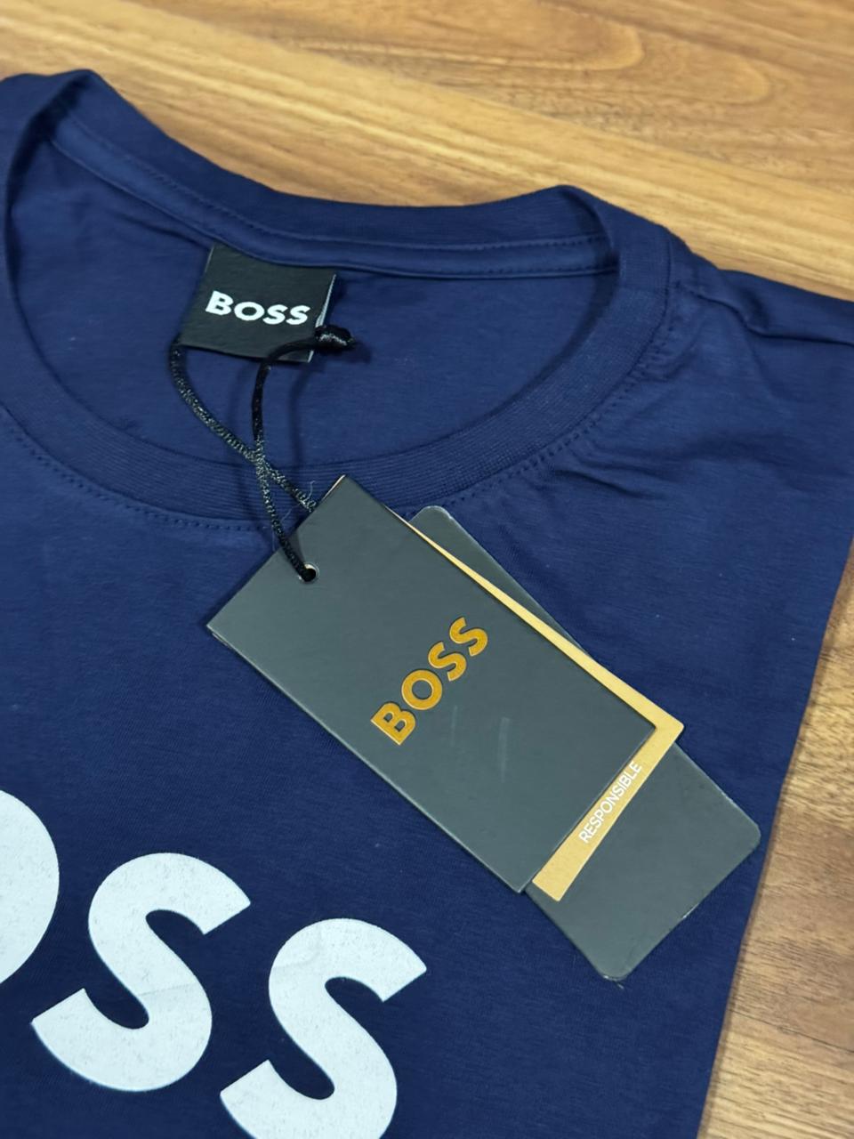 Camiseta Seda Pima Hugo Boss Azul