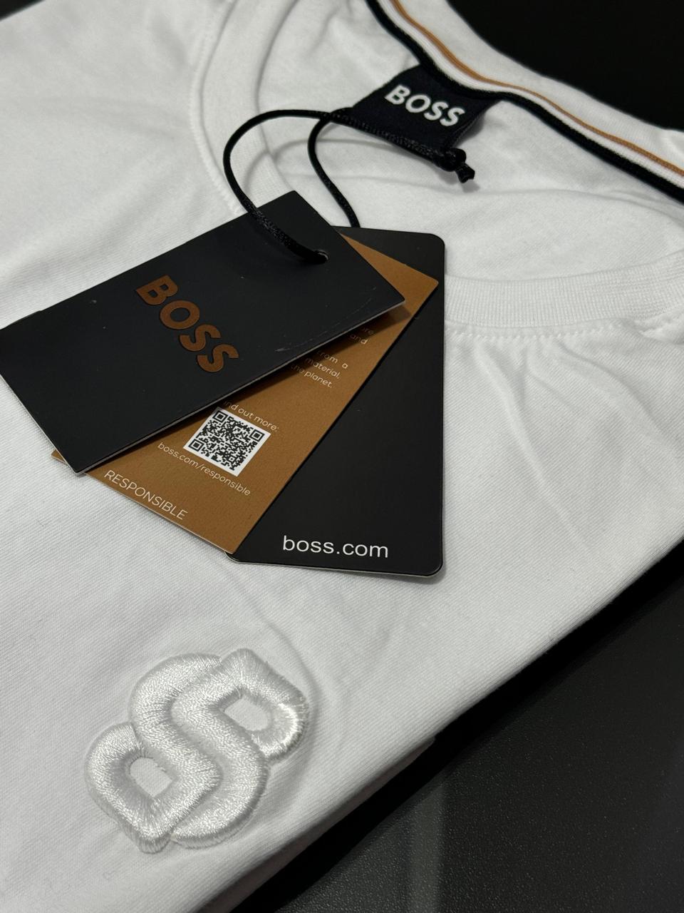 Camiseta Seda Pima Hugo Boss Branca